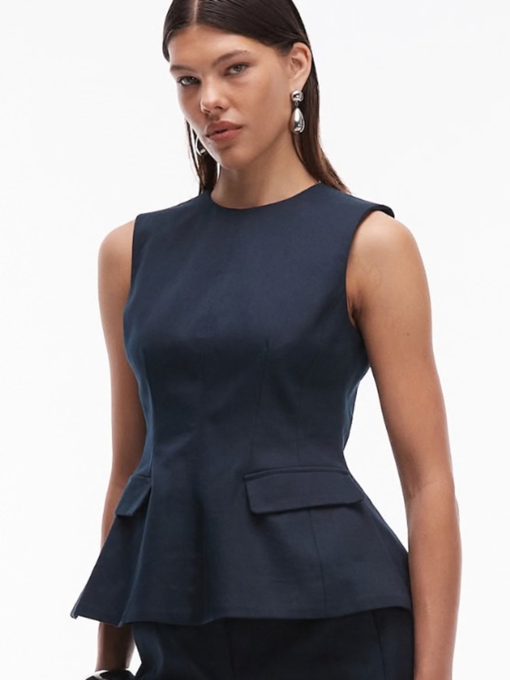NWT ASOS Design Peplum Top With Tab Detail